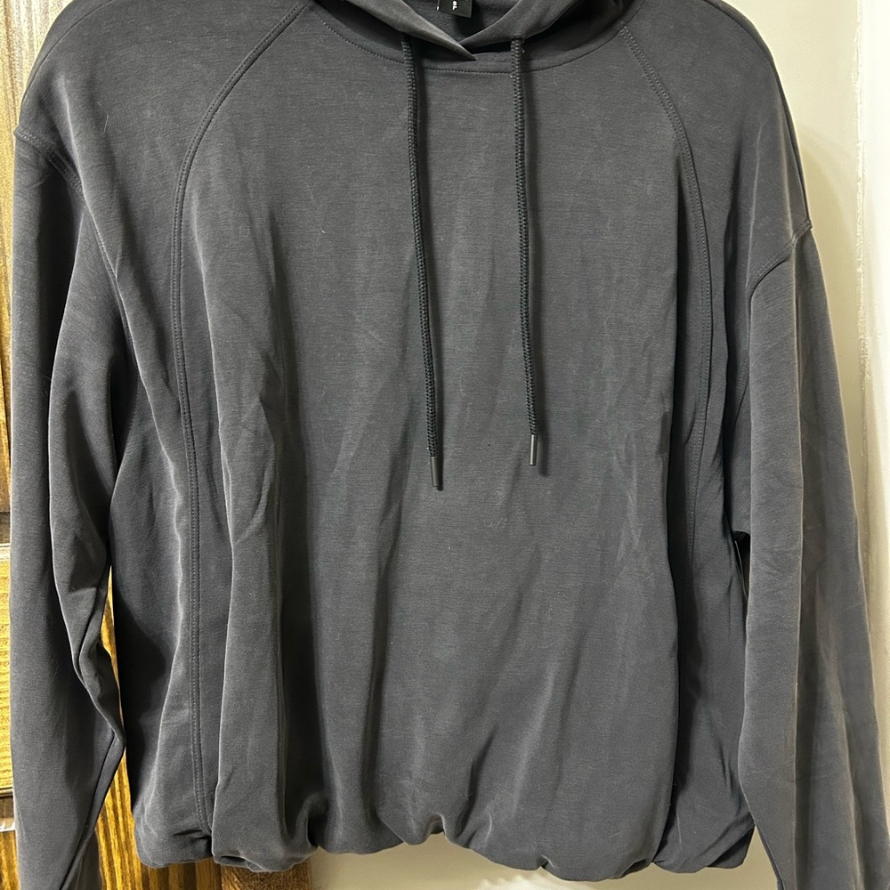 Athleta Charcoal Bubble Hem Hoodie